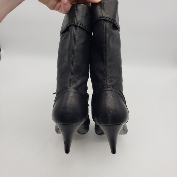 Seychelles women US 8.5 black leather calf high lace up vamp heeled boots - Picture 9 of 13